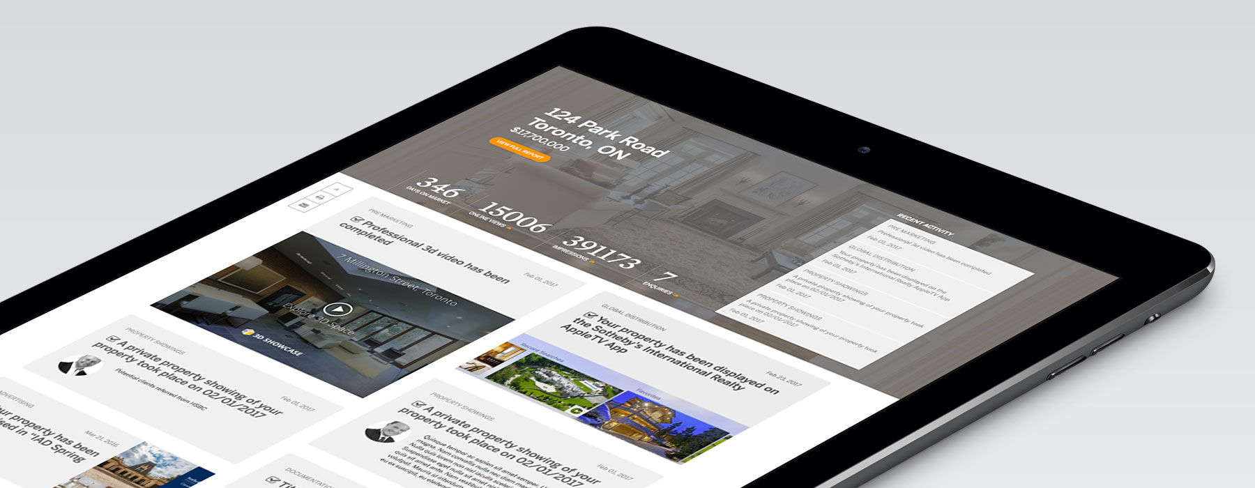 Property marketing activity report and analytics